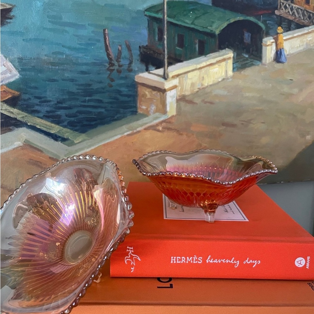Vintage amber glass bowls